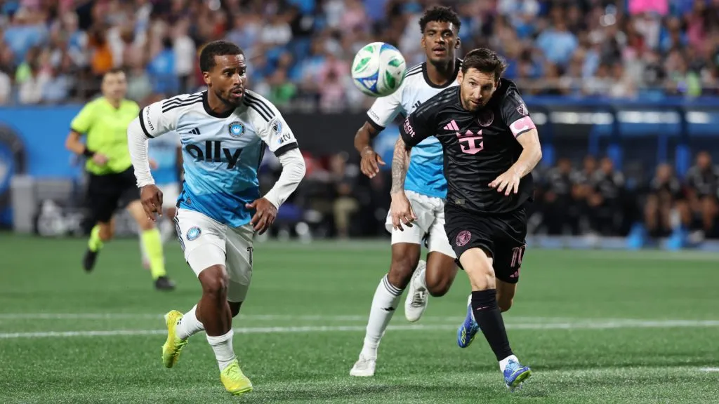 Lionel Messi playing for Inter Miami against Charlotte