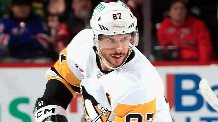 Sidney Crosby skates during an NHL game.