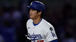 Shohei Ohtani #17 of the Los Angeles Dodgers runs the bases.