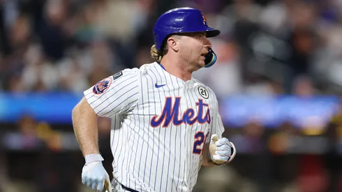 Pete Alonso #20 of the New York Mets in action during the game against the San Diego Padres.