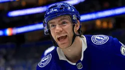 Brayden Point at Amalie Arena on January 09, 2024 in Tampa, Florida.