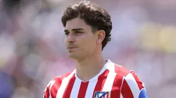 Julian Alvarez of Atletico Madrid looks on prior to a game.