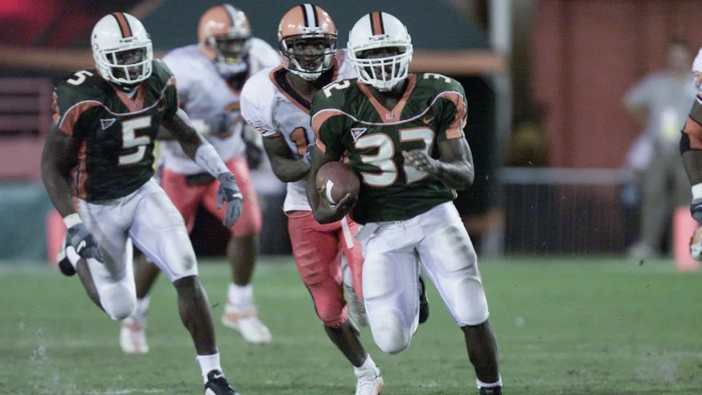 Miami Hurricanes players in 2001. (Source: Eliot Schechter/Getty Images)