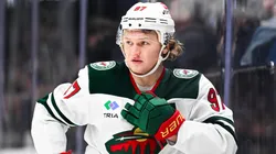 Kirill Kaprizov during warmups with the Minnesota Wild.