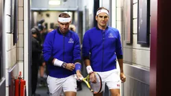 Rafael Nadal and Roger Federer of Team Europe.