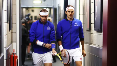 Rafael Nadal and Roger Federer of Team Europe.