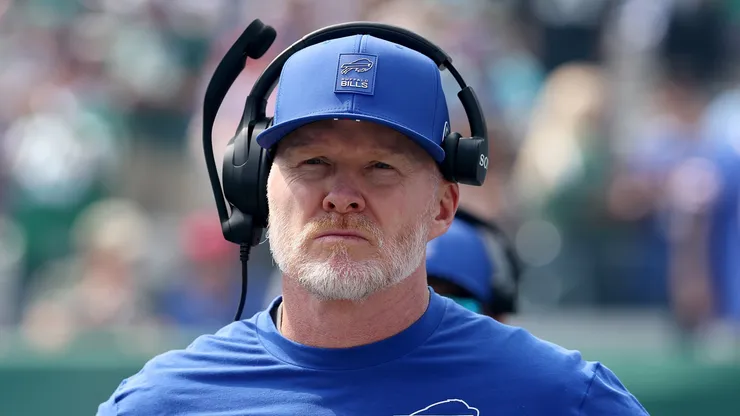 Sean McDermott stands on the sideline during the game vs the Jets on September 14, 2025, New Jersey.