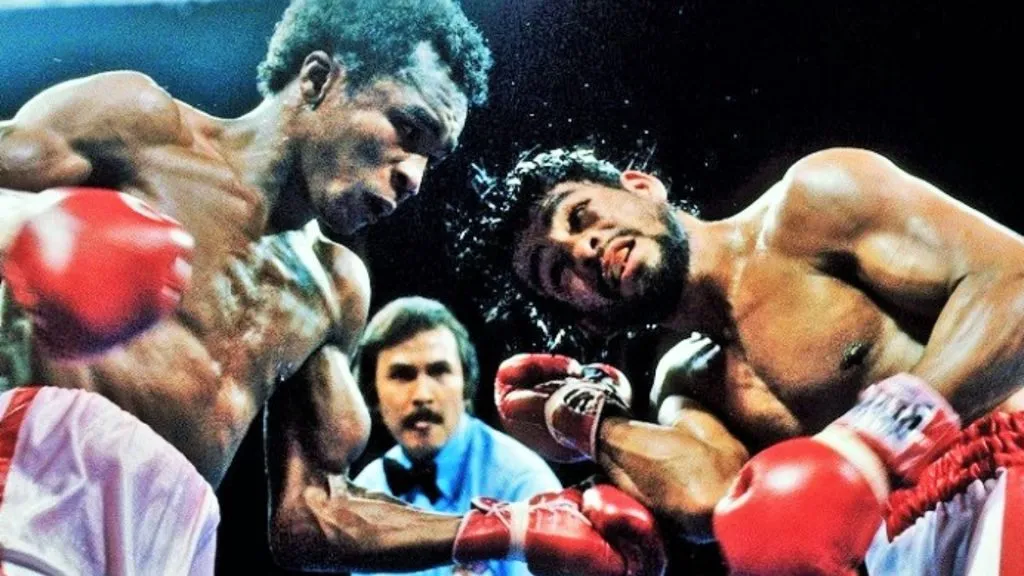 Sugar Ray Leonard and Roberto Duran in 1980. (Source: The Fight City)