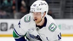Elias Pettersson looks focused during Vancouver Canucks training camp.
