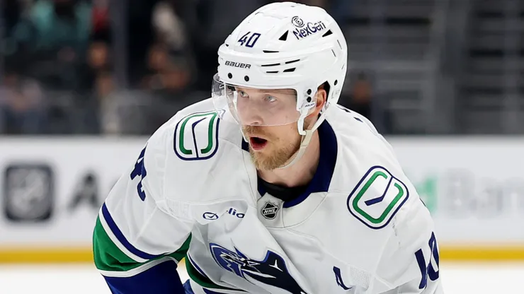 Elias Pettersson looks focused during Vancouver Canucks training camp.
