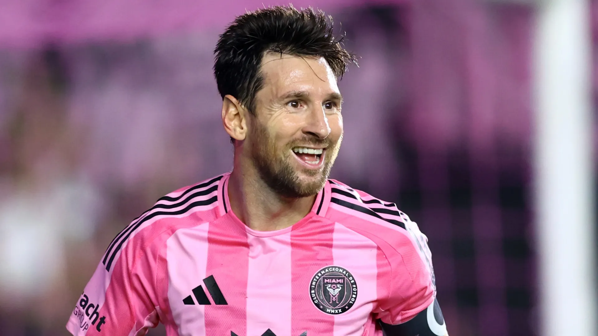 Inter Miami's Lionel Messi smiling