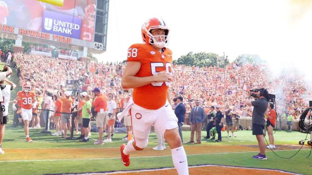 Holden Caspersen #58 of the Clemson Tigers at Memorial Stadium on September 20, 2025
