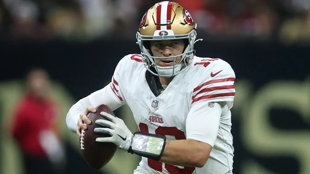 Mac Jones #10 of the San Francisco 49ers