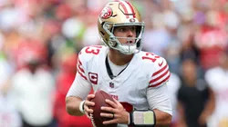 Brock Purdy #13 of the San Francisco 49ers looks to pass the ball.