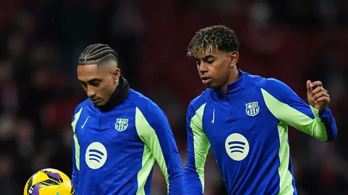 Lamine Yamal and Raphinha of FC Barcelona.