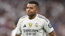 Kylian Mbappe of Real Madrid looks on during the LaLiga EA Sports match.