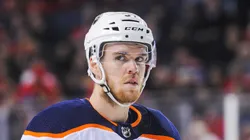 Connor McDavid at Scotiabank Saddledome on March 13, 2018 in Calgary, Alberta, Canada.