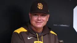 Padres manager Mike Shildt celebrates San Diego’s walk-off win over the Brewers.