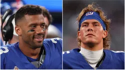 Russell Wilson and Jaxson Dart of the Giants