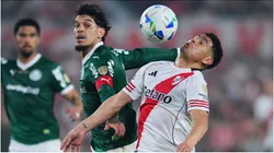 Maximiliano Salas of River Plate and Gustavo Gomez of Palmeiras