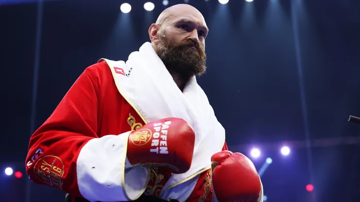 Tyson Fury looks on ahead of the IBF, IBO, WBA, WBC and WBO Undisputed World Heavyweight titles' fight in 2024.