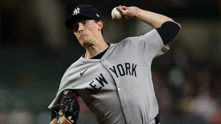 Max Fried #54 of the New York Yankees pitches against the Baltimore Orioles.