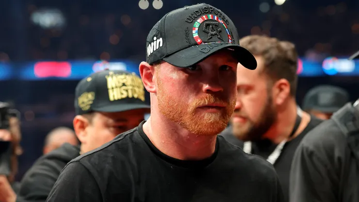 Canelo Alvarez exits the ring after losing to Terence Crawford.