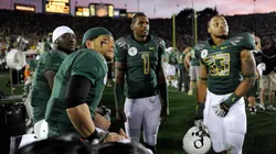 LeGarrette Blount, Jeremiah Masoli, Darron Thomas and Tyrell Irvin of the Oregon Ducks in 2010.