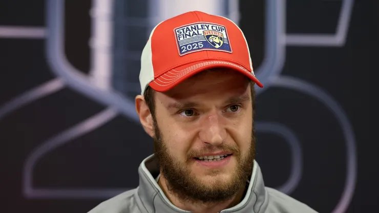 Aleksander Barkov at Rogers Place on June 03, 2025 in Edmonton, Alberta.