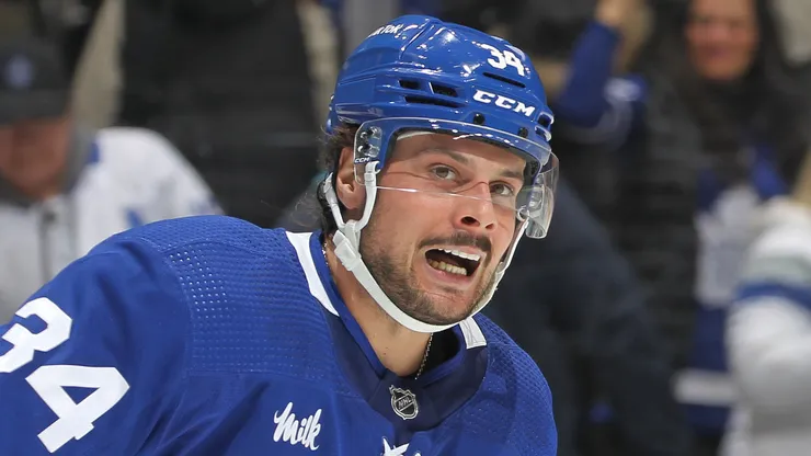 Auston Matthews at Scotiabank Arena on March 13, 2023 in Toronto, Ontario, Canada.