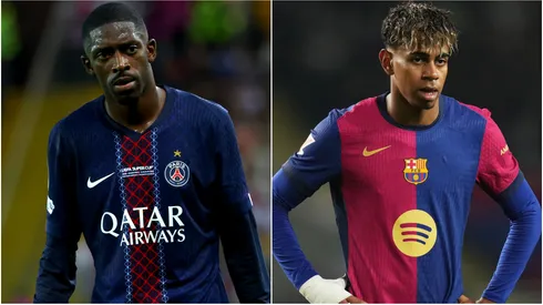 Ousmane Dembele of Paris Saint-Germain and Lamine Yamal from Barcelona.