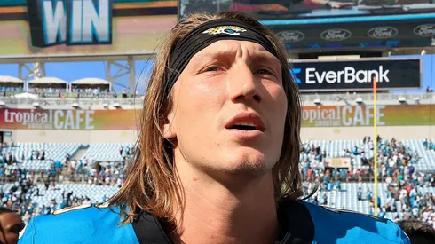 Trevor Lawrence reacts after a win vs the Texans on September 21, 2025 in Florida.