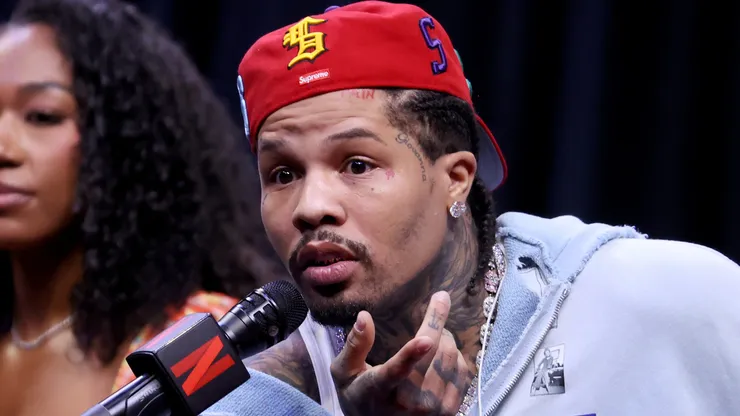 Gervonta "Tank" Davis speaks at news conference.