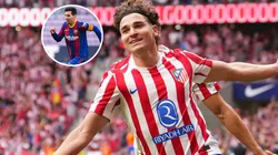 Julian Alvarez of Atletico de Madrid and Lionel Messi of FC Barcelona.