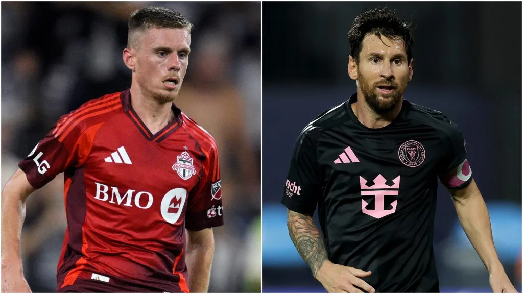 Toronto's Maxime Dominguez and Inter Miami's Lionel Messi
