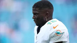 Tyreek Hill #10 of the Miami Dolphins warms up.