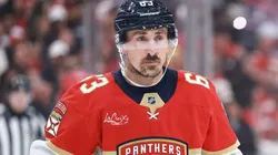 Brad Marchand #63 of the Florida Panthers looks on in an NHL game.