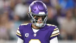 J.J. McCarthy #9 of the Minnesota Vikings looks on against the Atlanta Falcons.