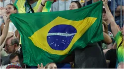 Fans wave a flag for Team Brazil