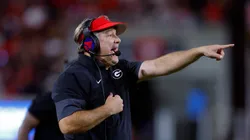 Kirby Smart calls out instructions during the game vs Alabama on September 27, 2025, Georgia.