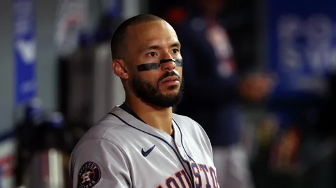 Carlos Correa looks at the scoreboard, after the Guardians defeated the Rangers on September 27, 2025, California.