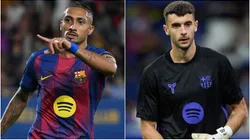 Raphinha and Joan Garcia of FC Barcelona.