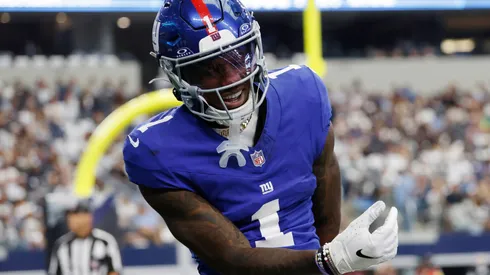 Malik Nabers #1 of the New York Giants.