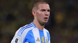 Franco Mastantuono of Argentina reacts during a game.