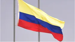 A colombian flag waves