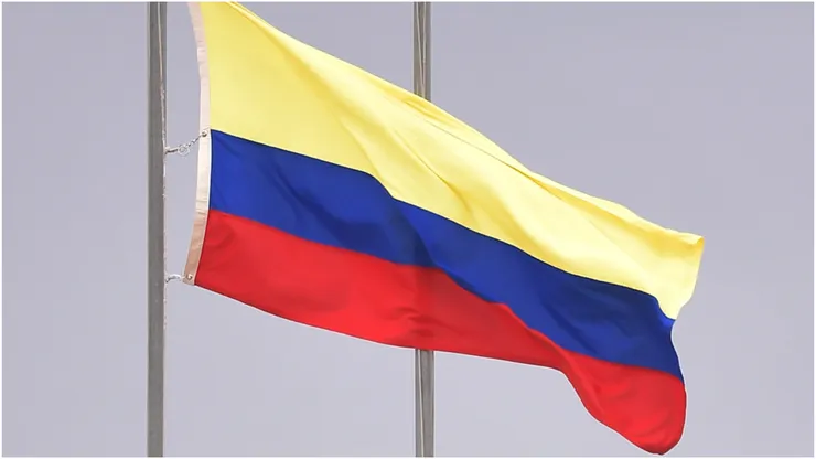 A colombian flag waves