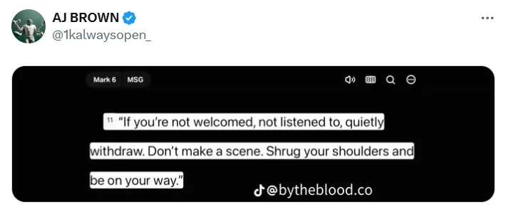 AJ Brown’s post on his X official account