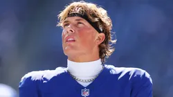 Jaxson Dart #6 of the New York Giants.