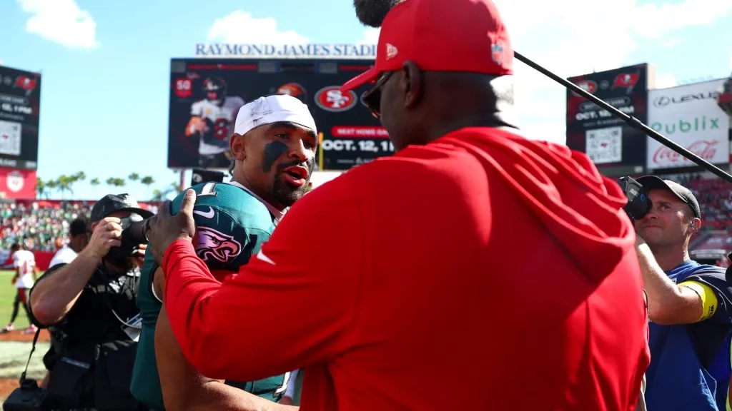 Todd Bowles with Jalen Hurts