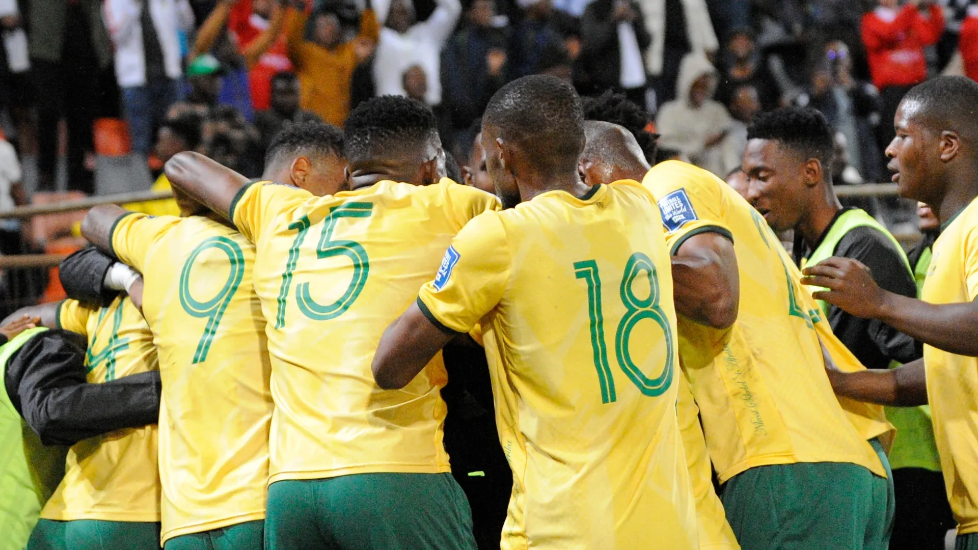 South Africa players celebrate during the 2026 FIFA World Cup qualifier